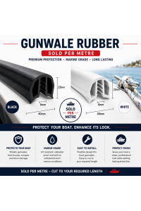 Gunwale Rubber - Black or White - 40mm per metre - PICKUP